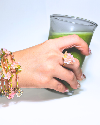 FLORAL DREAMS Stainless Steel Adjustable Ring // Butterblush