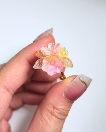 FLORAL DREAMS Stainless Steel Adjustable Ring // Butterblush