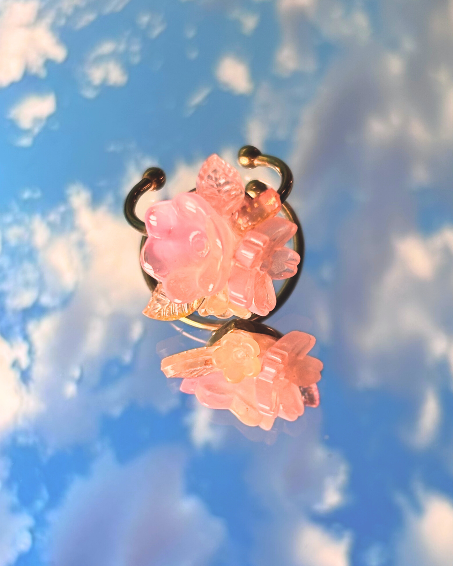 FLORAL DREAMS Stainless Steel Adjustable Ring // Butterblush