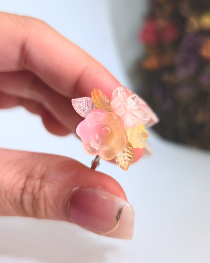 FLORAL DREAMS Stainless Steel Adjustable Ring // Butterblush