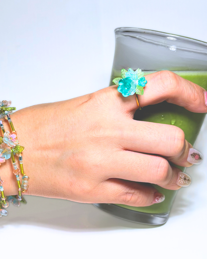 FLORAL DREAMS Stainless Steel Adjustable Ring // Meadow Whispers