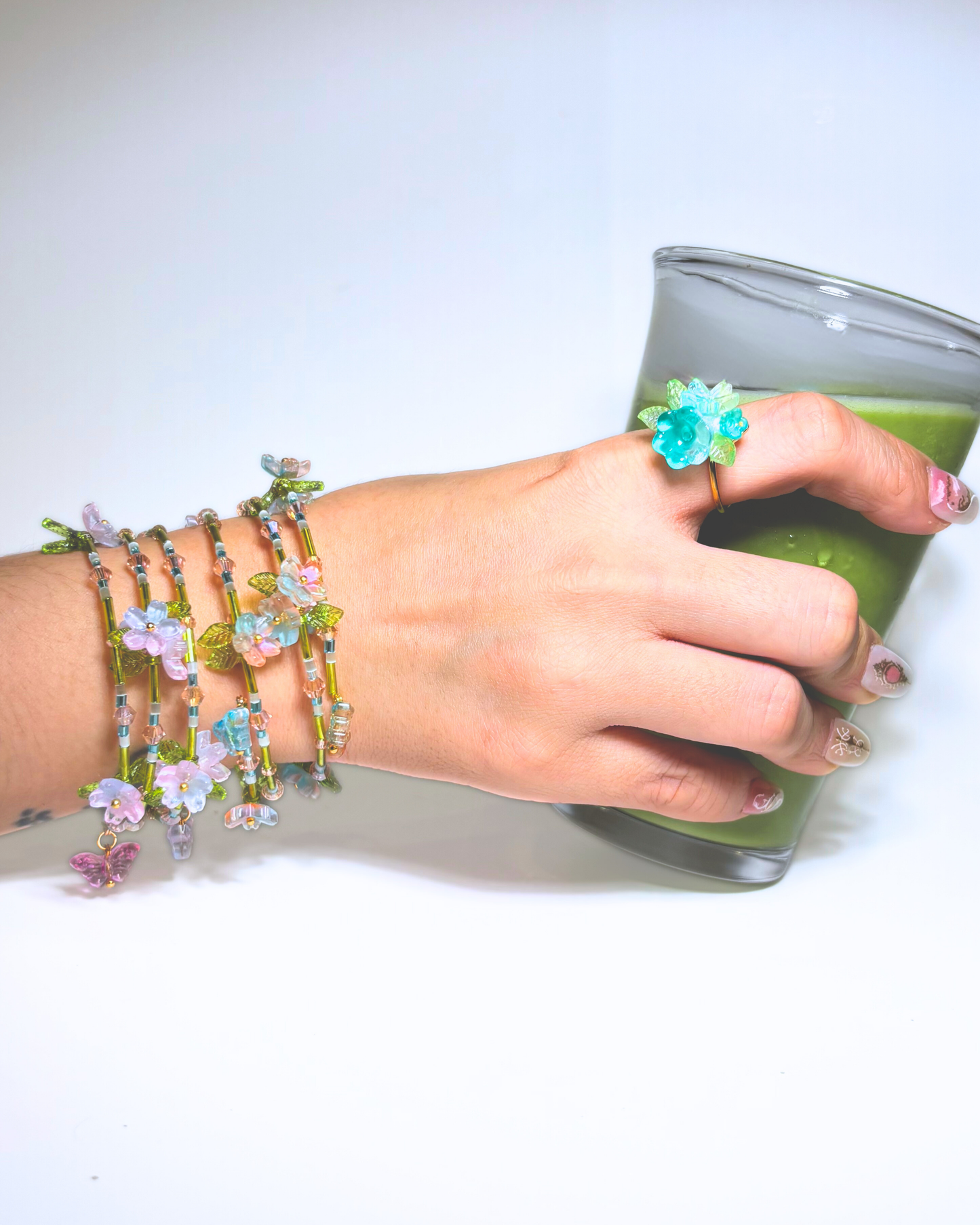 FLORAL DREAMS Stainless Steel Adjustable Ring // Meadow Whispers