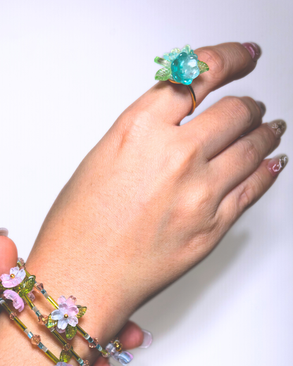 FLORAL DREAMS Stainless Steel Adjustable Ring // Meadow Whispers