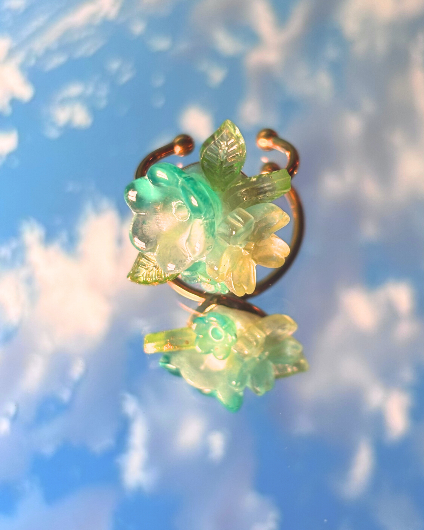 FLORAL DREAMS Stainless Steel Adjustable Ring // Meadow Whispers