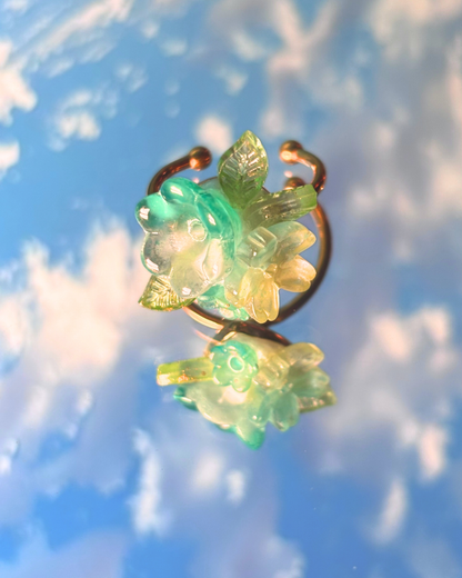 FLORAL DREAMS Stainless Steel Adjustable Ring // Meadow Whispers