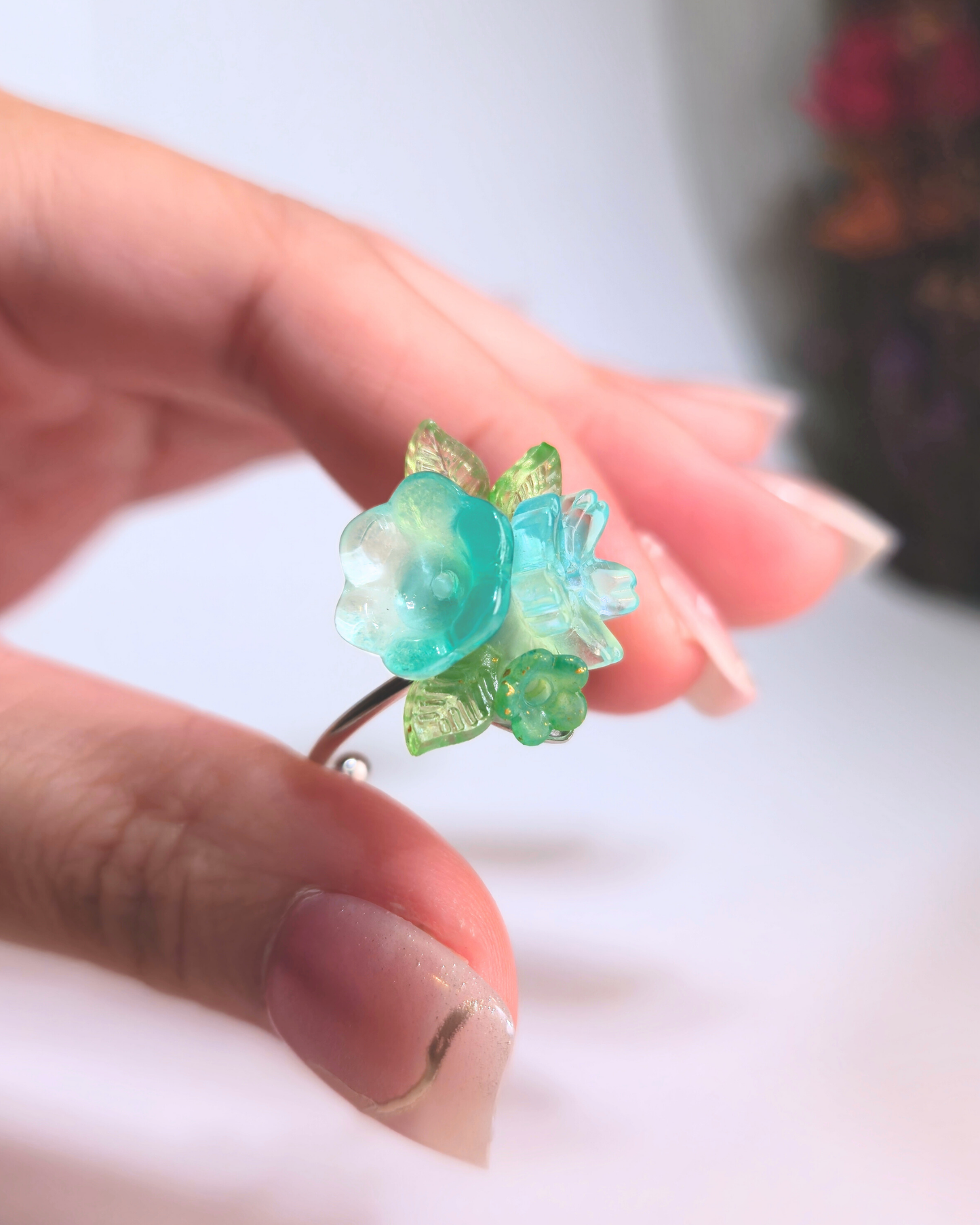 FLORAL DREAMS Stainless Steel Adjustable Ring // Meadow Whispers