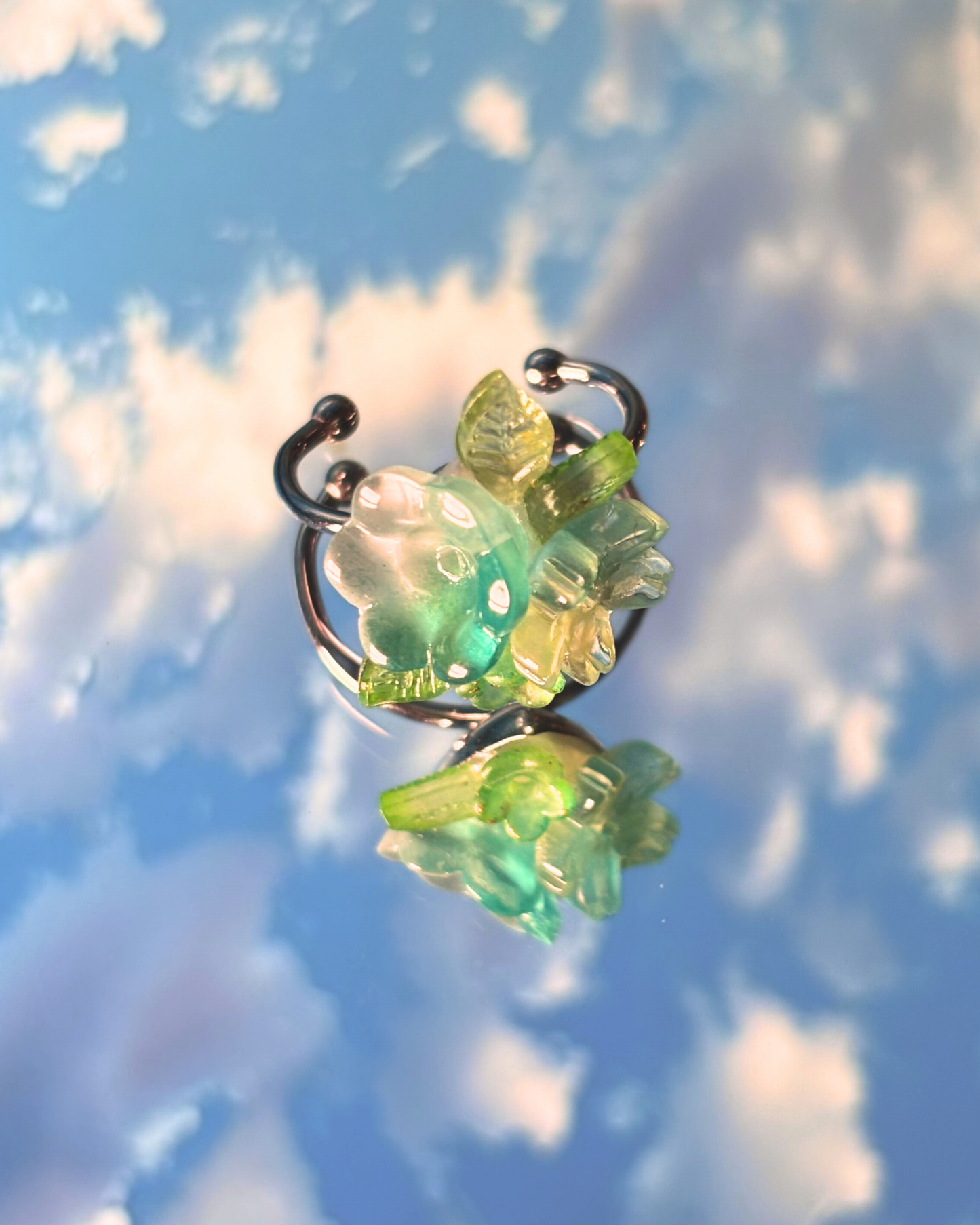 FLORAL DREAMS Stainless Steel Adjustable Ring // Meadow Whispers