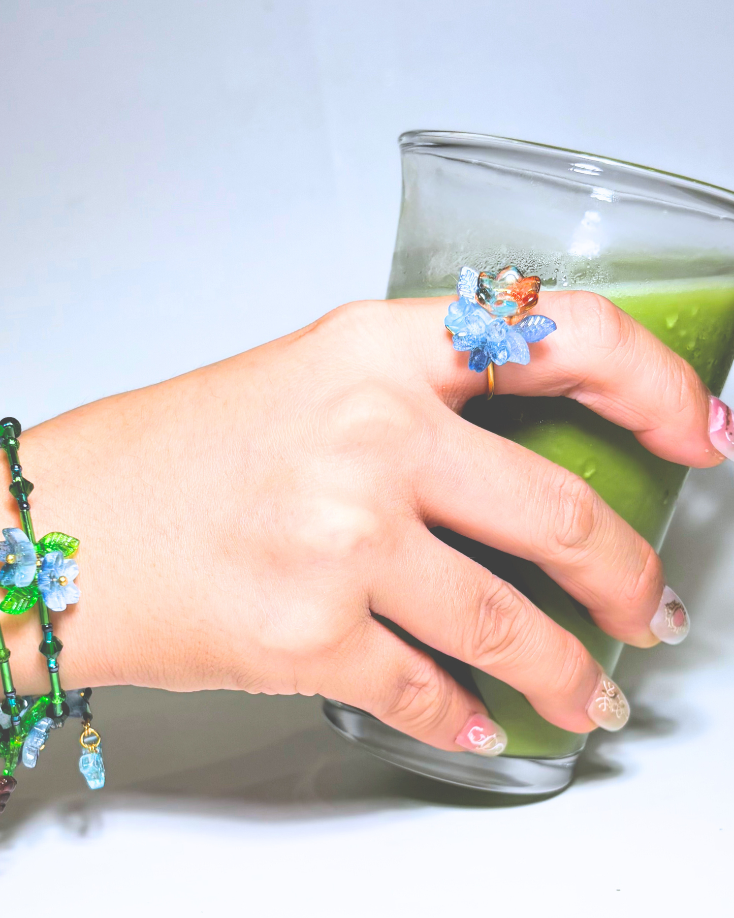 FLORAL DREAMS Stainless Steel Adjustable Ring // Ocean Sunrise