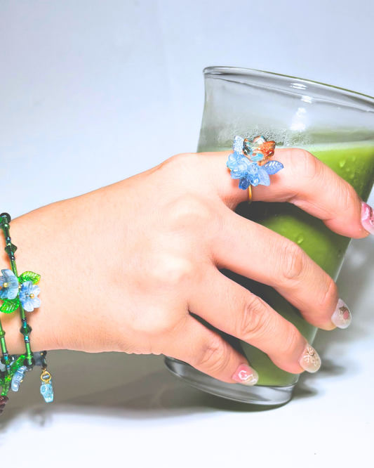 FLORAL DREAMS Stainless Steel Adjustable Ring // Ocean Sunrise