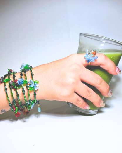 FLORAL DREAMS Stainless Steel Adjustable Ring // Ocean Sunrise