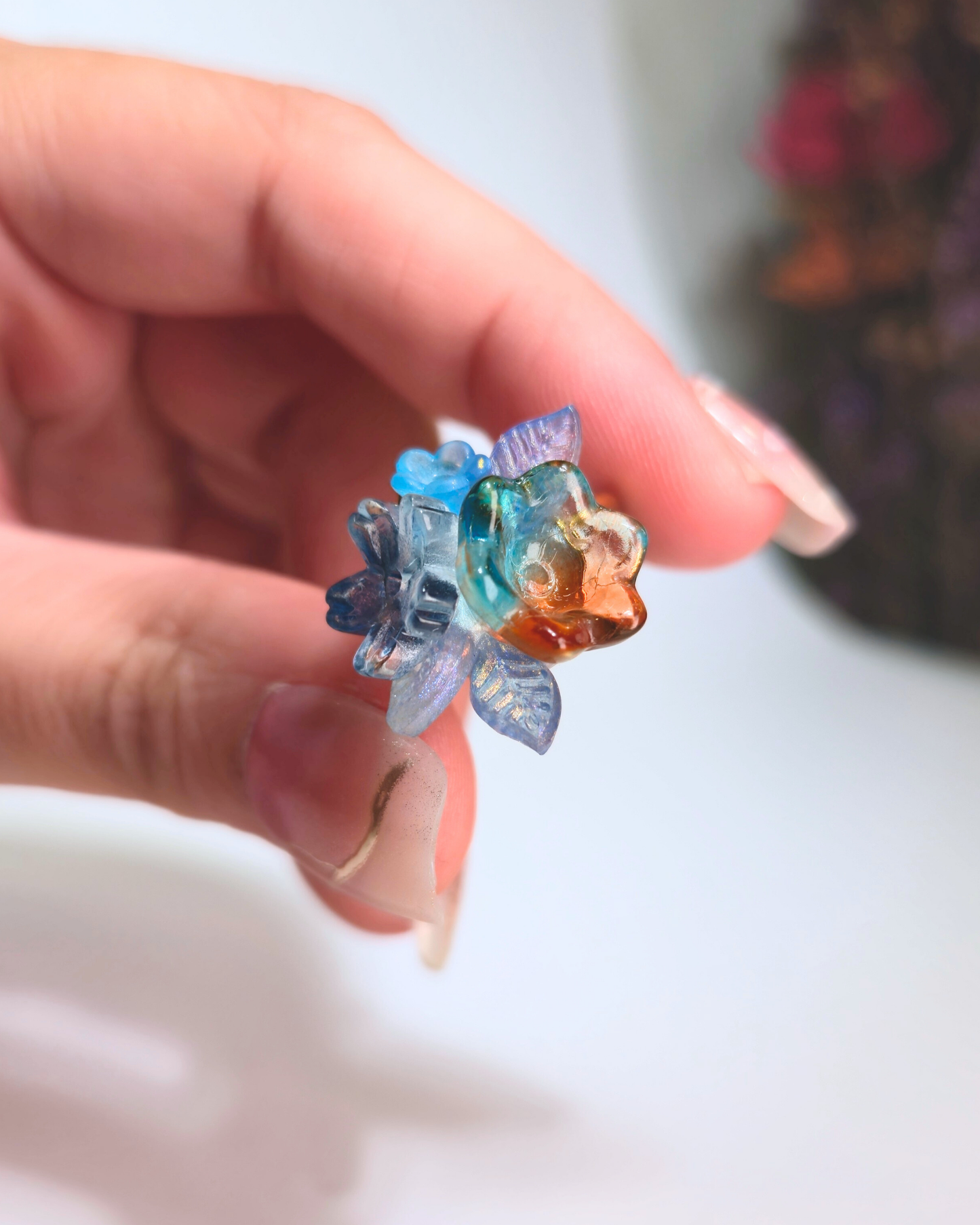 FLORAL DREAMS Stainless Steel Adjustable Ring // Ocean Sunrise