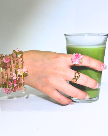 FLORAL DREAMS Stainless Steel Adjustable Ring // Sakura Wishes