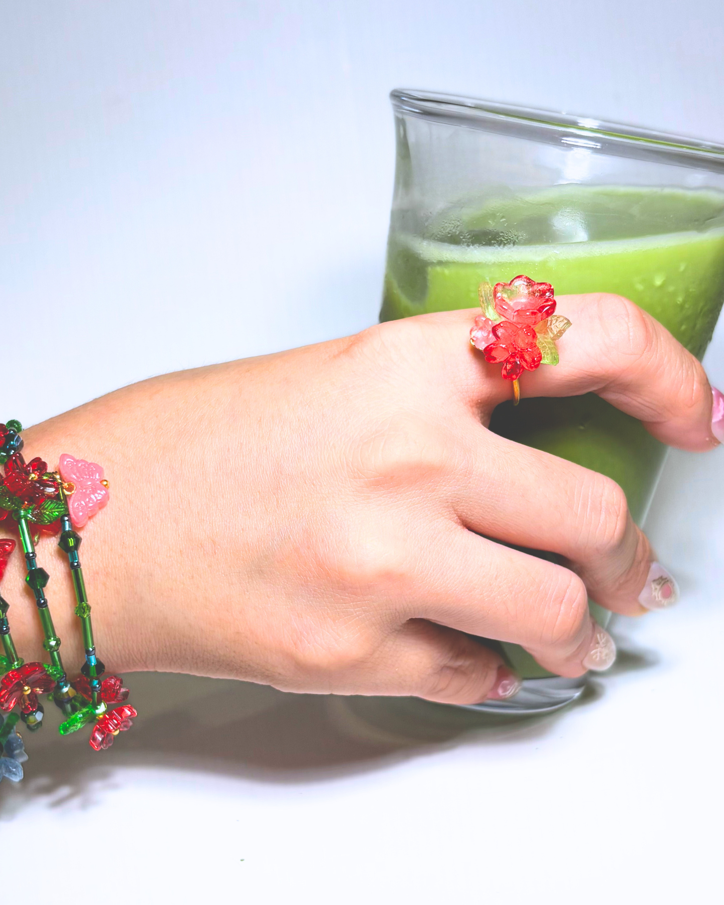 FLORAL DREAMS Stainless Steel Adjustable Ring // Watermelon Crush