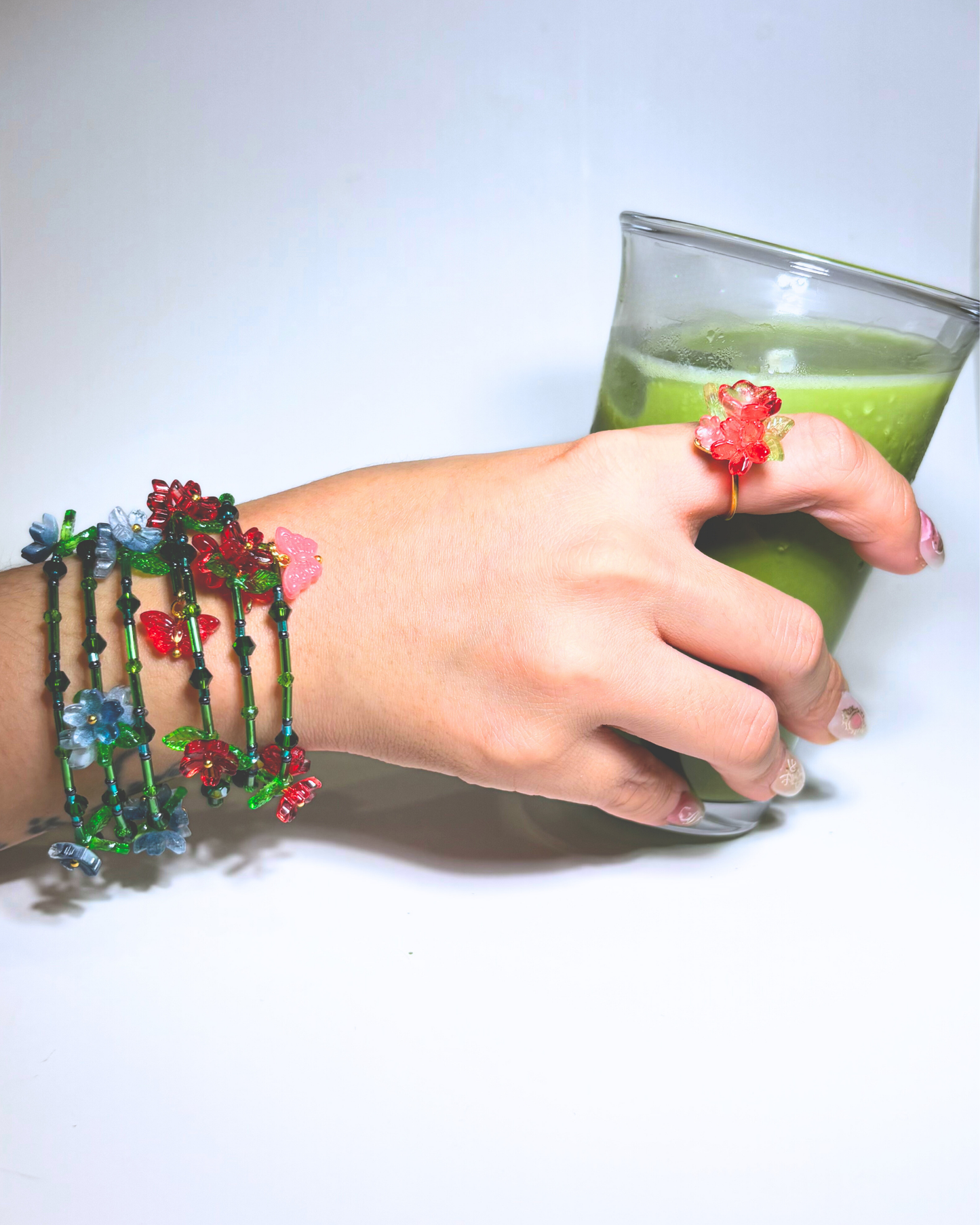 FLORAL DREAMS Stainless Steel Adjustable Ring // Watermelon Crush