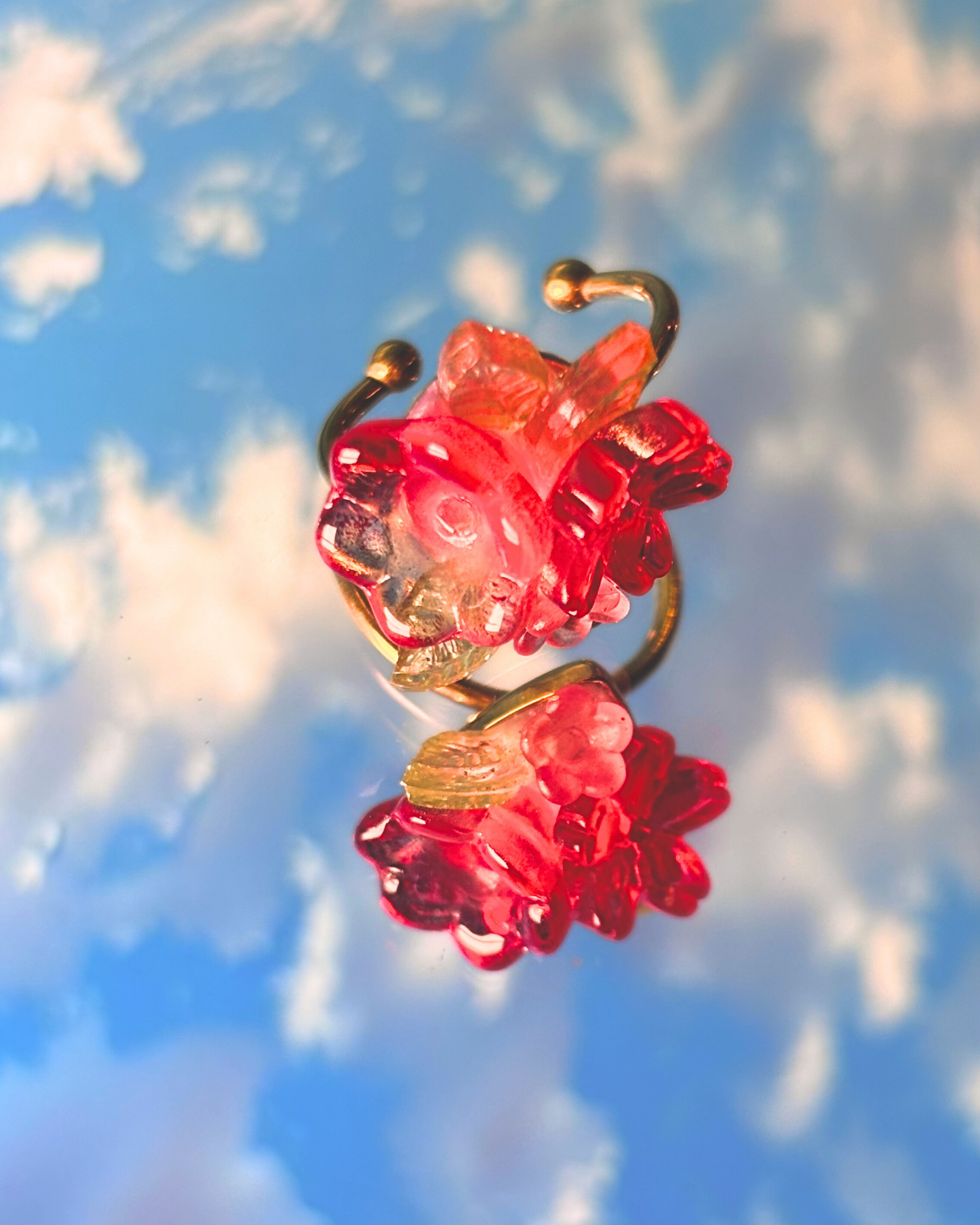 FLORAL DREAMS Stainless Steel Adjustable Ring // Watermelon Crush