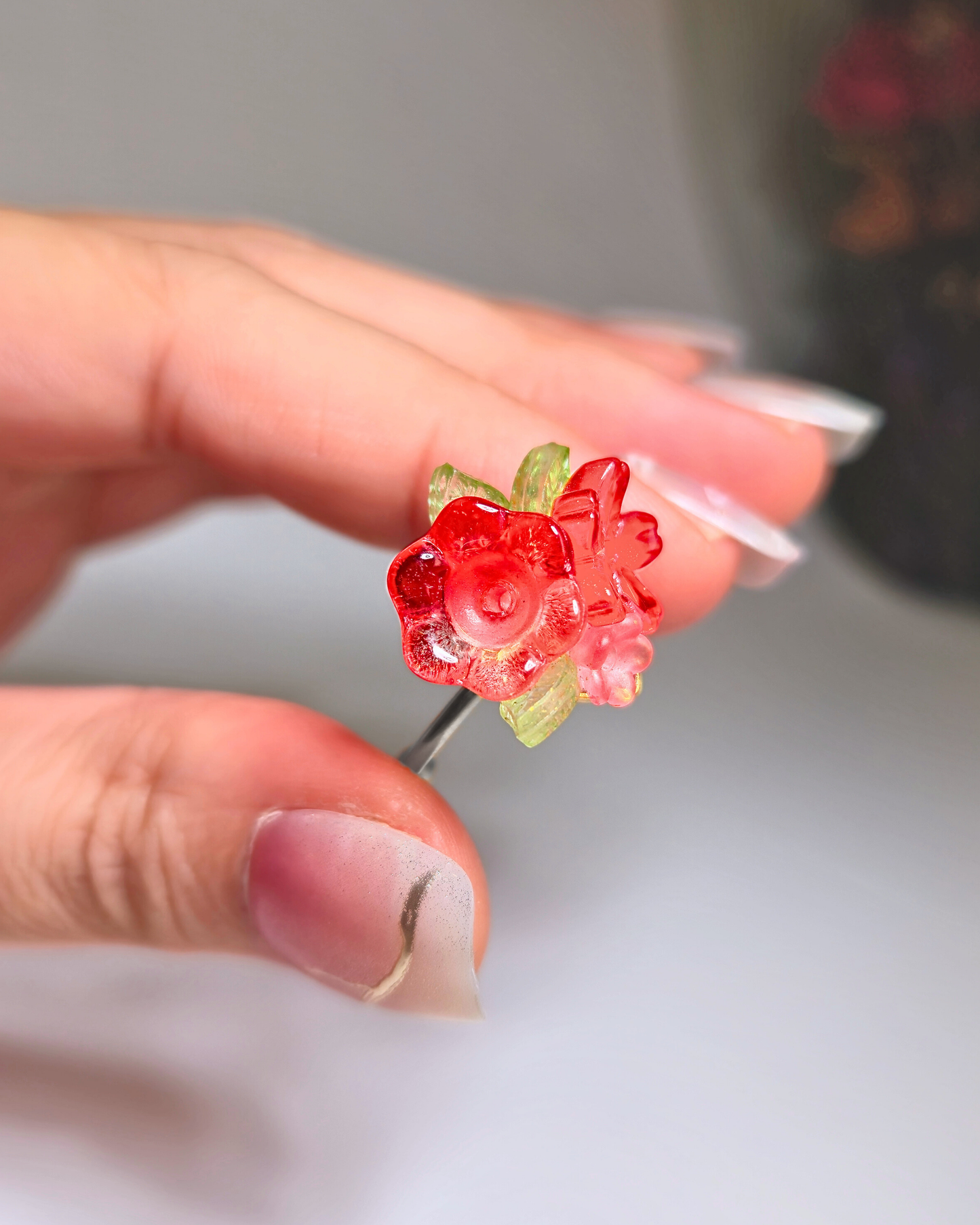 FLORAL DREAMS Stainless Steel Adjustable Ring // Watermelon Crush
