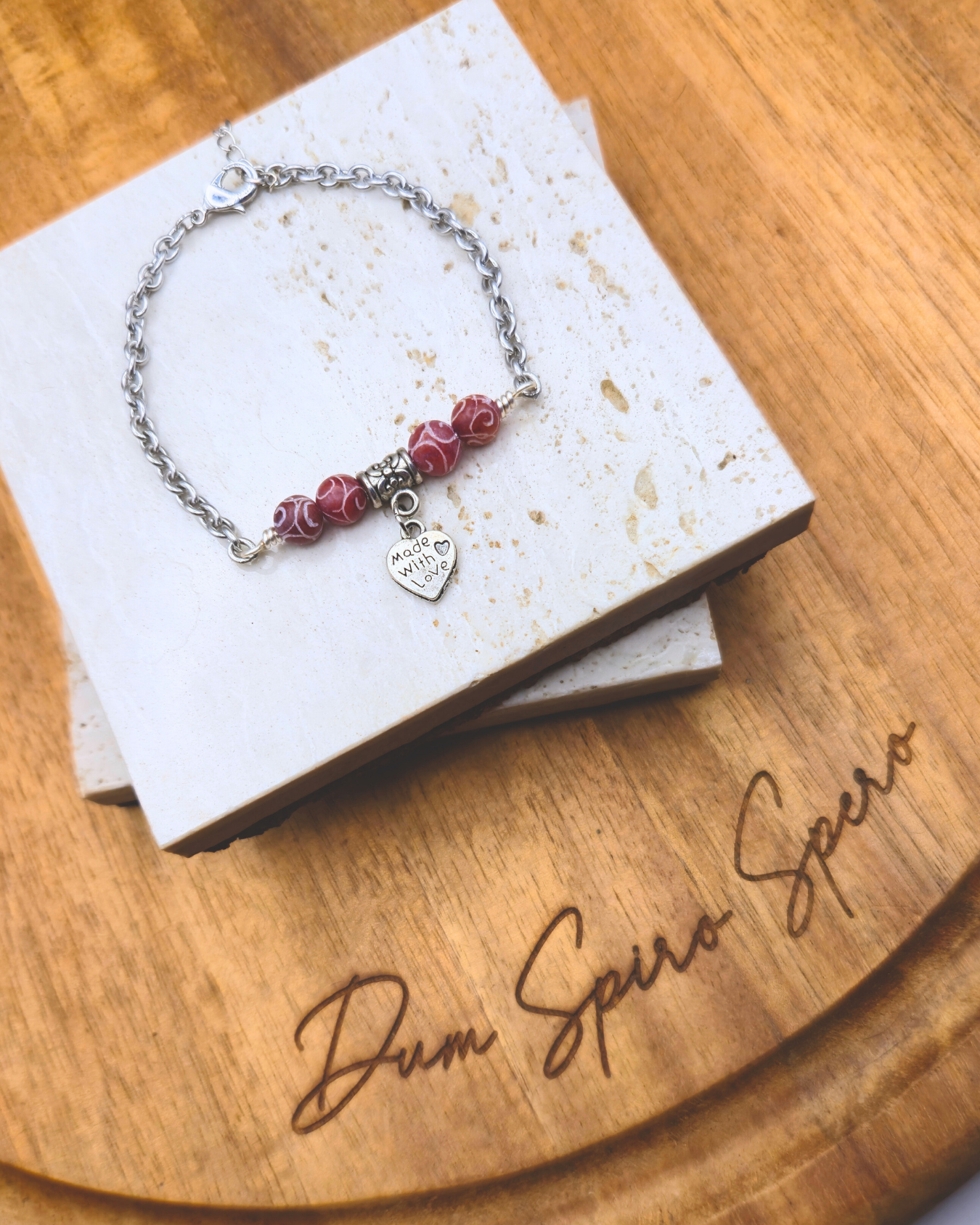 Handmade Bracelet - Ruby Love Charm