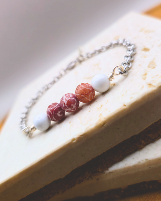 Handmade Bracelet - Ruby Triplets