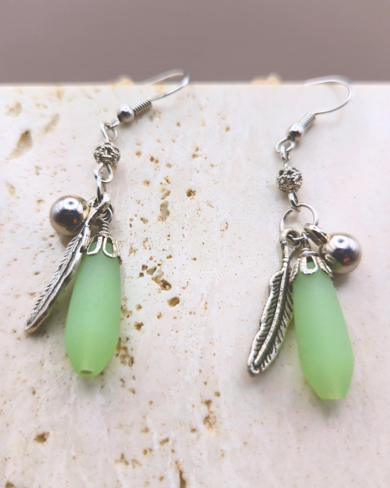 Handmade Earrings - Feather Drop