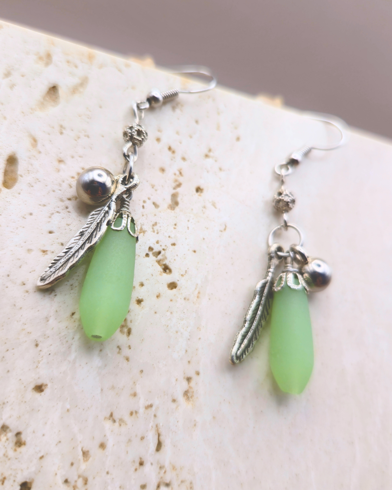 Handmade Earrings - Feather Drop