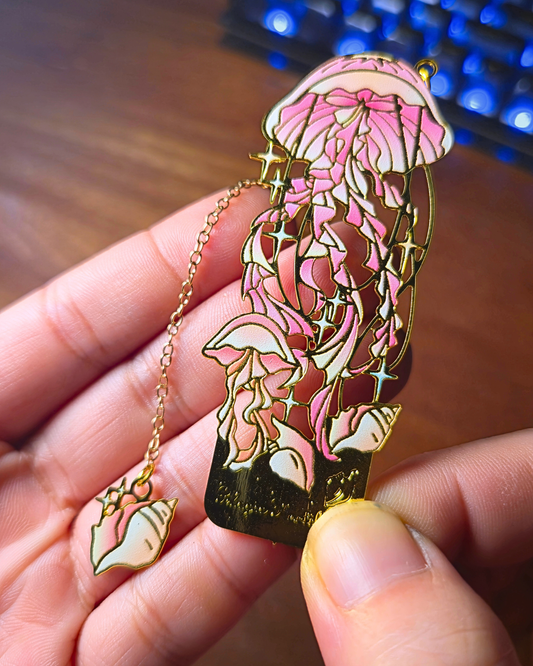 Metal Bookmark - Pink Jellyfish