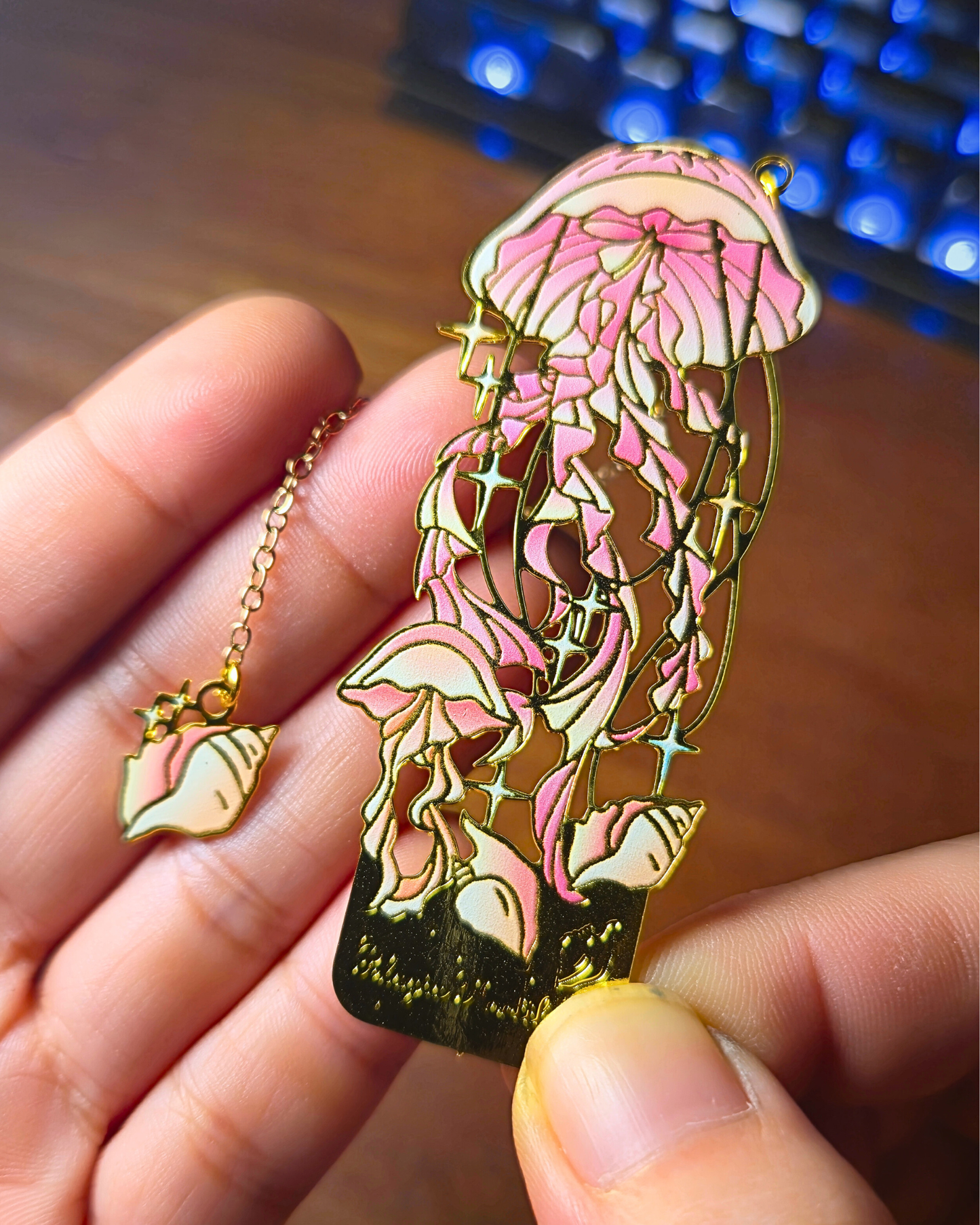 Metal Bookmark - Pink Jellyfish