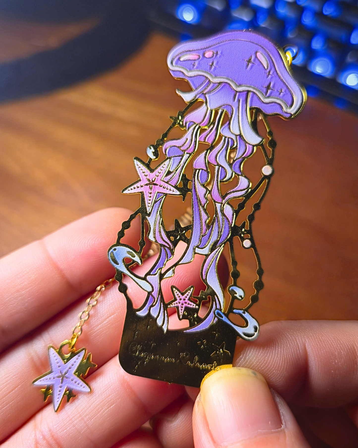 Metal Bookmark - Lavender Jellyfish