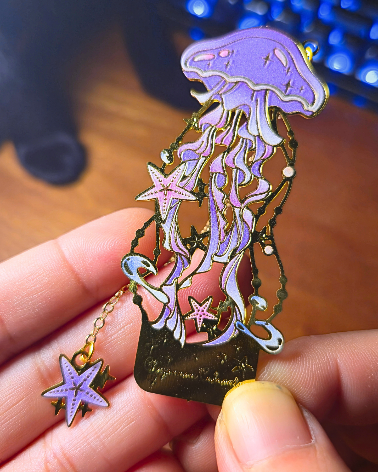 Metal Bookmark - Lavender Jellyfish
