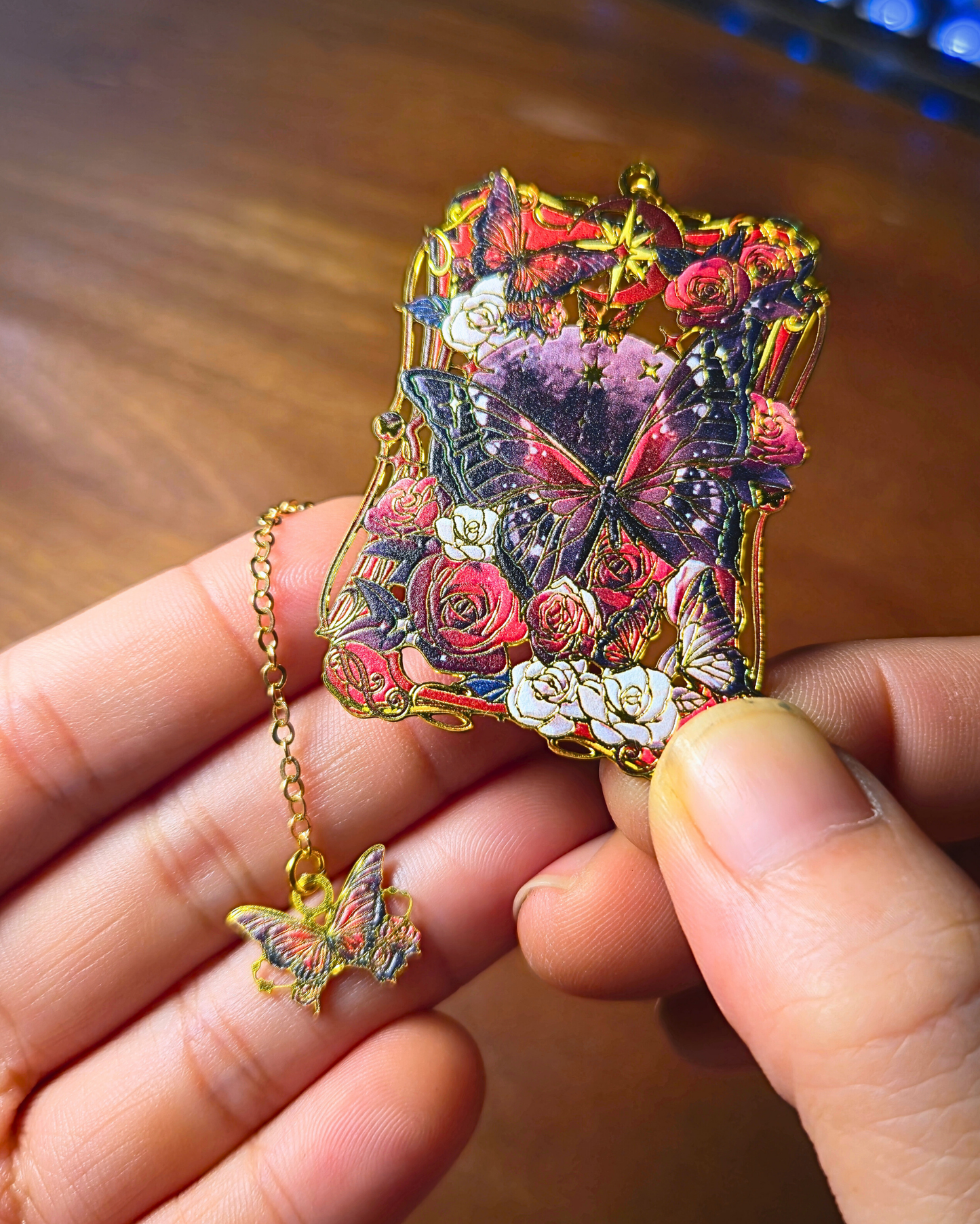 Metal Bookmark - Scarlet Butterflies