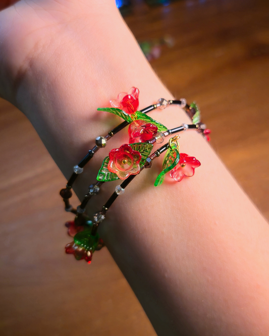 [PRE-ORDER] Midnight Bloom Vine Bangles // Scarlet