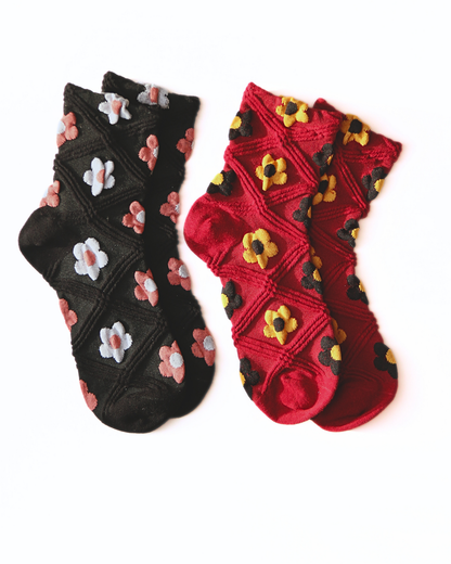 Flower Puff Socks (Set of 2 pairs)