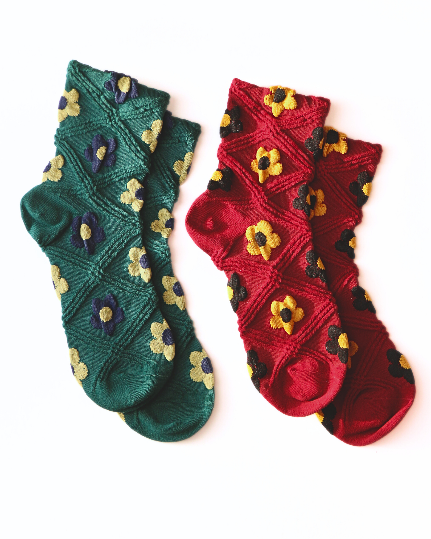 Flower Puff Socks (Set of 2 pairs)