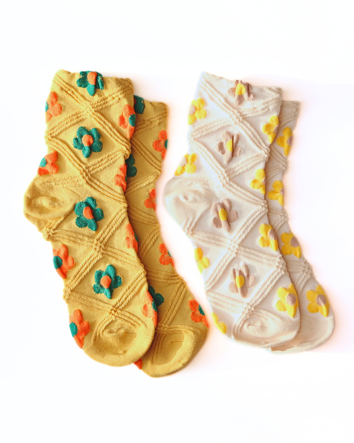 Flower Puff Socks (Set of 2 pairs)