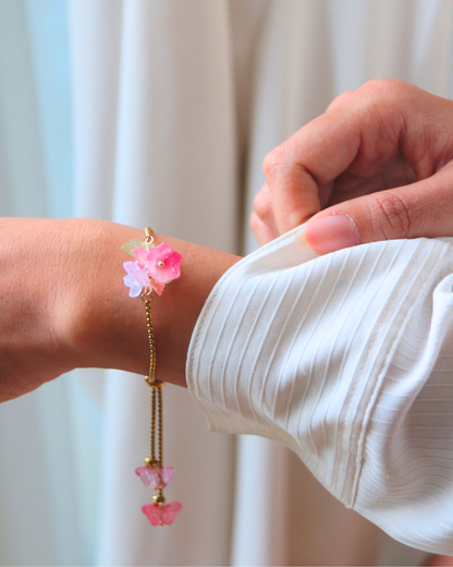 FLORAL DREAMS // Sakura Wishes (Stainless Steel Adjustable Bracelet)