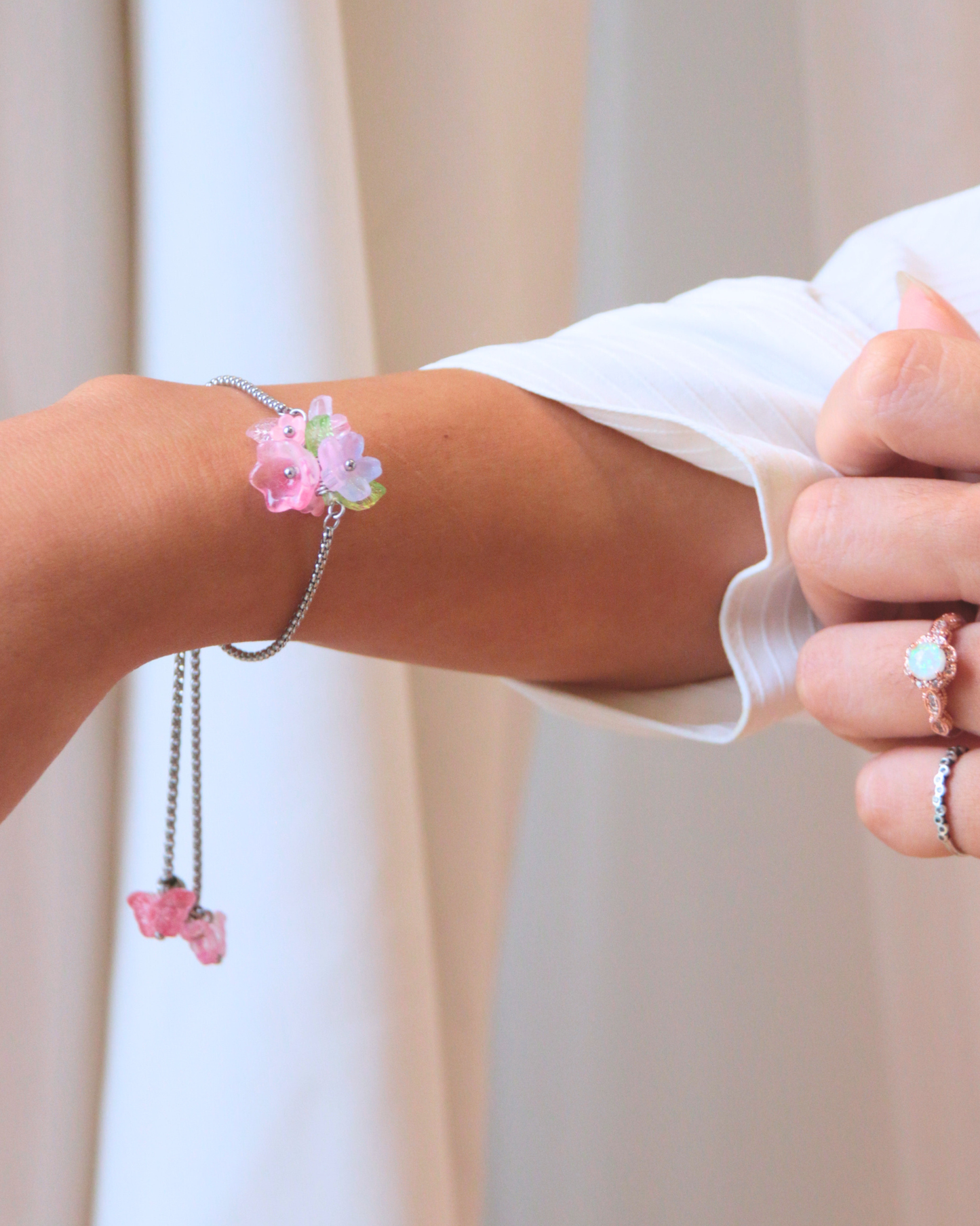 FLORAL DREAMS // Sakura Wishes (Stainless Steel Adjustable Bracelet)