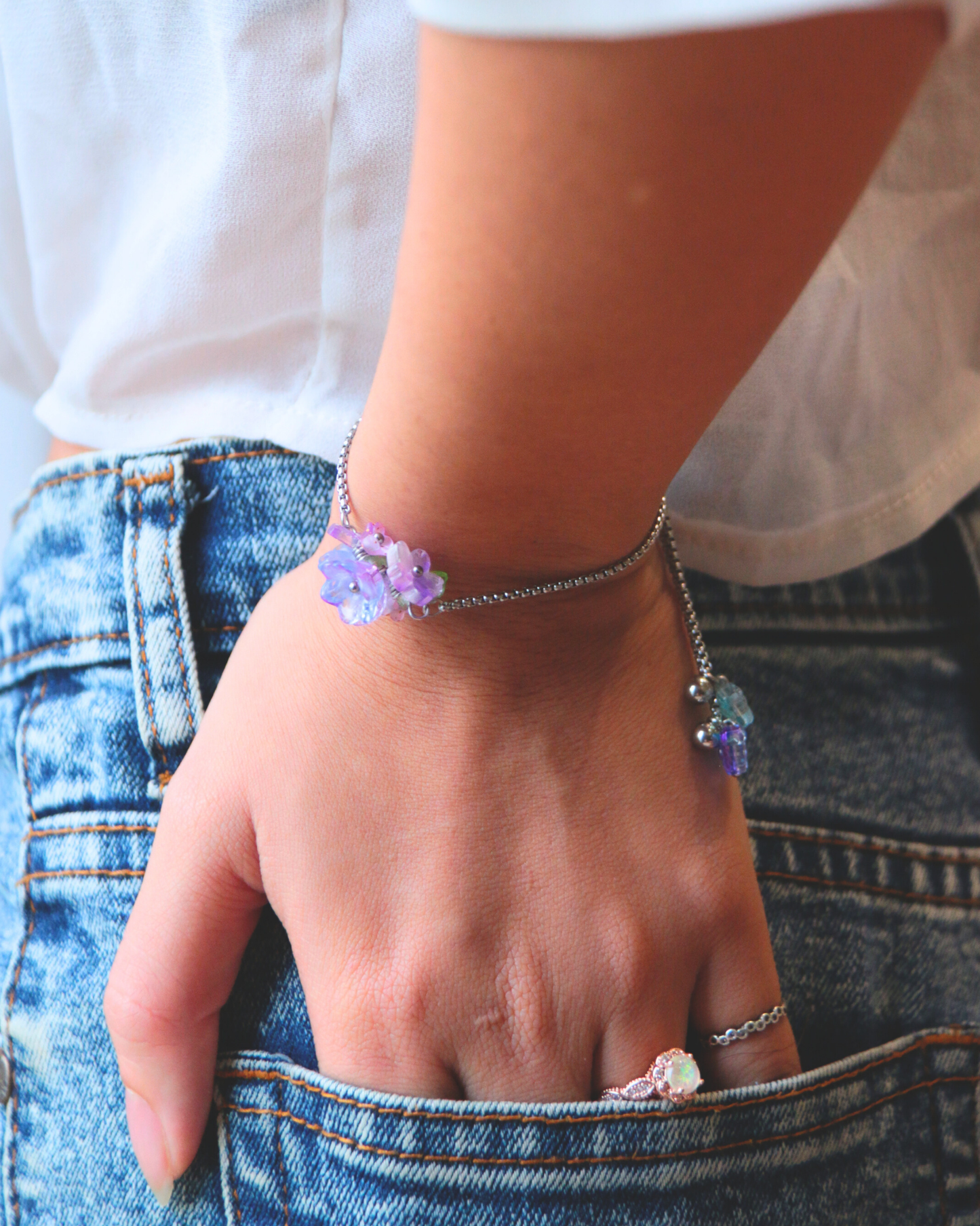 FLORAL DREAMS // Twilight Glow (Stainless Steel Adjustable Bracelet)